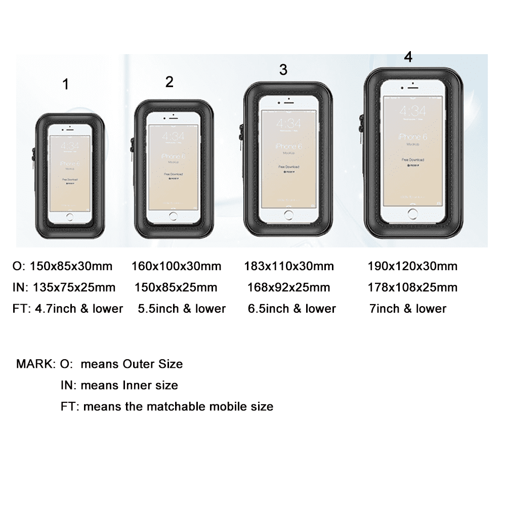 Dimensione della borsa del telefono cellulare