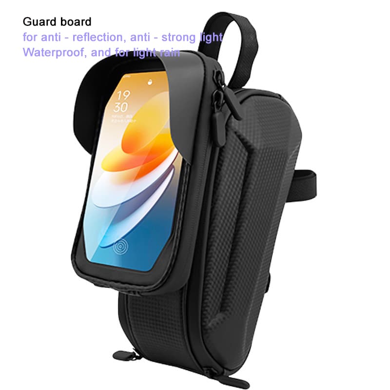 Sacoche de téléphone pour vélo, pouces, capacité 1,5 L, EVA, PU étanche,  noir Spiritcar