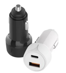 Caricabatteria da auto veloce per Android, uscita di tipo C, 18 W, doppia porta